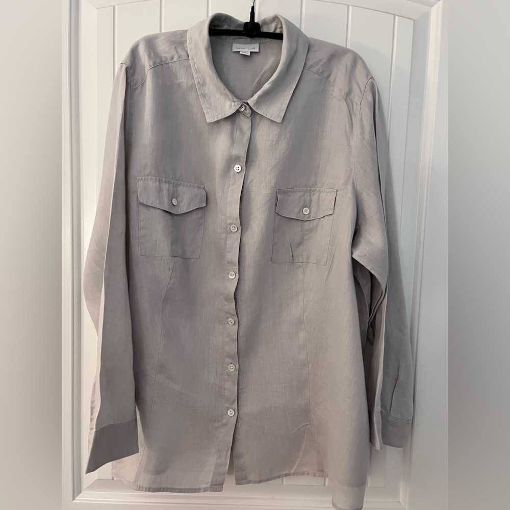 J.Jill Love Linen Gray Blouse